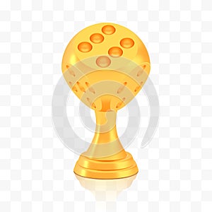 Winner dice cup award, golden trophy logo isolated on white transparent background