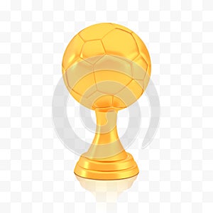 Winner football cup award, golden trophy logo isolated on white transparent background