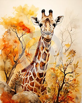 Winner in the Forest: A Vibrant Portrait of a Tall Giraffe in a photo