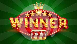 Winner frame label, slot sign machine, night Vegas. Vector illustration