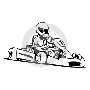 Winner of the go-karting race, logo illustration.