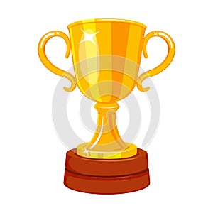 Winner golden cup. Trophy for winning competitions. Champion prize vector illustration photo
