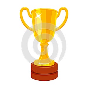 Winner golden cup. Vector illustration of trophy for first place. Championship award photo