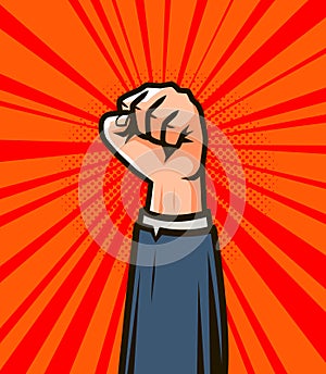 Winner hand up. Success in business vector illustration