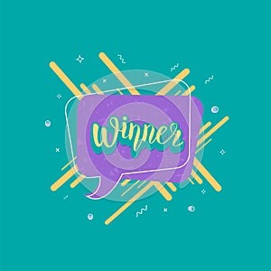 Winner handwritten lettering card. Vector illustration.