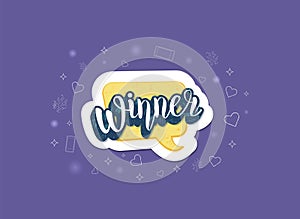 Winner handwritten lettering card. Vector illustration.