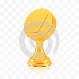 Winner hockey cup award, golden trophy logo isolated on white transparent background