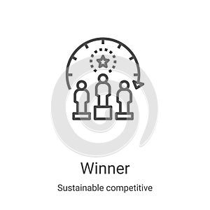 winner icon vector from sustainable competitive advantage collection. Thin line winner outline icon vector illustration. Linear