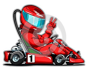 Winner of the karting race, logo illustration vector. photo