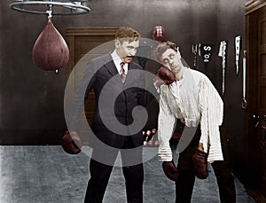 Winner and loser in boxing match