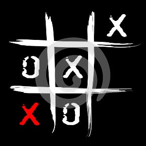 Winner loser concept. Playing Tic Tac Toe on black paper. Vector illustration.