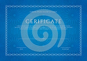 Winner luxury certificate template design, blank diploma in blue and white colours