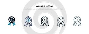 Winner medal icon in different style vector illustration. two colored and black winner medal vector icons designed in filled,