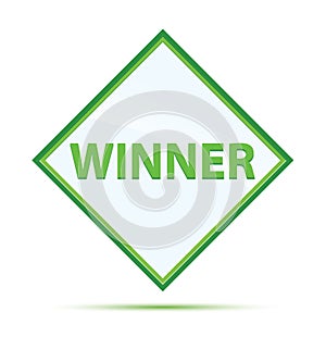Winner modern abstract green diamond button
