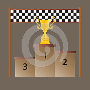 winner podium with finish line banner. Vector illustration decorative design