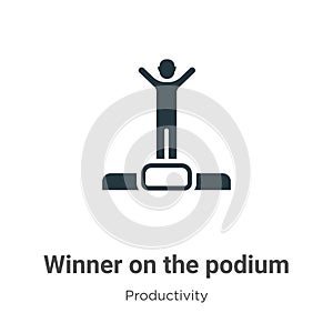 Winner on the podium vector icon on white background. Flat vector winner on the podium icon symbol sign from modern productivity