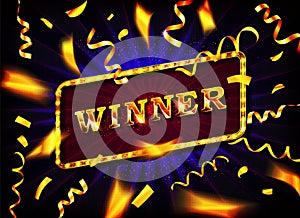 Winner. Retro big win congratulation banner