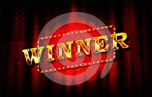 Winner. Retro big win congratulation banner