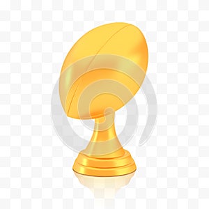 Winner rugby cup award, golden trophy logo isolated on white transparent background