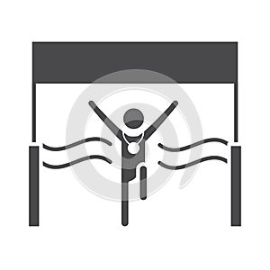 Winner runner at the finish speed sport race silhouette icon design