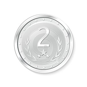 Winner`s badge, second place.Medal.