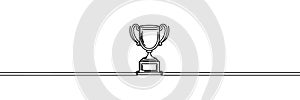 The winner's cup is drawn in one continuous line. Vector illustration