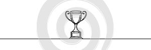 The winner's cup is drawn in one continuous line. Vector illustration