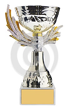 Winner`s cup, silver, gold prize in the competition. Trophy in c