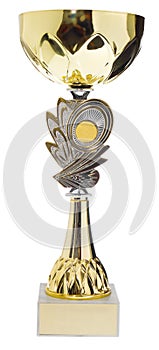 Winner`s cup, silver, gold prize in the competition. Trophy in c