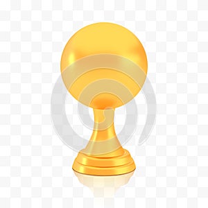 Winner sphere cup award, golden trophy logo isolated on white transparent background