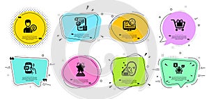 Winner, Teamwork and Shopping cart icons set. Face cream, Person idea and 24h service signs. Vector