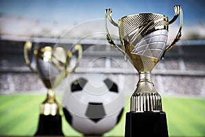 Winner trophy, Sport equipment and balls