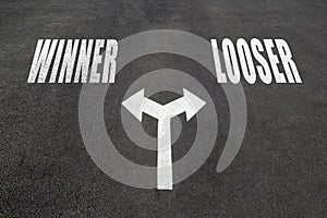 Winner vs looser choice concept photo