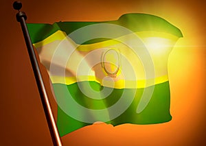 Winner waving Organization Of African Unity flag