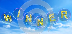 The winner word in bubble