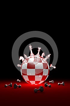 Winners and losers (chess metaphor). Vertical image. 3D render i