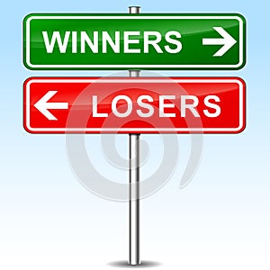 Winners and losers directional sign photo