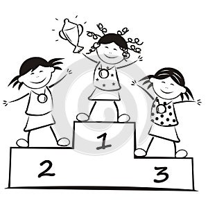 Winners on the podium, coloring book