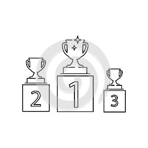 Winners podium icon. Place of awarding in sports competitions. Pedestal steps for awarding prizes for 1st, 2nd and 3rd