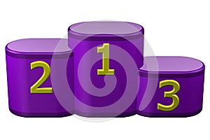 Winners podium with numerals. 3D rendering.