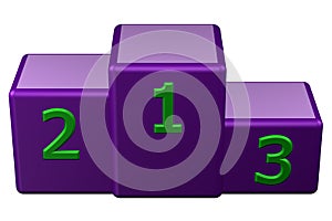 Winners podium with numerals. 3D rendering.