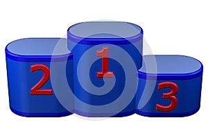 Winners podium with numerals. 3D rendering.