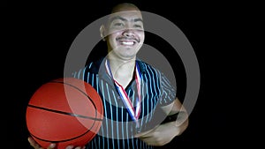 A Winning Athlete With Basketball Isolated