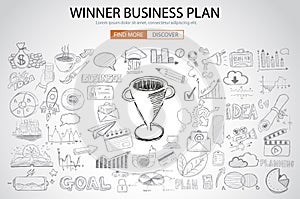 Winning Business Plan Concept with Doodle design style