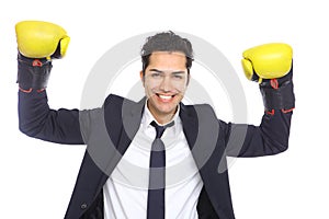 Winning Businessman with boxing gloves