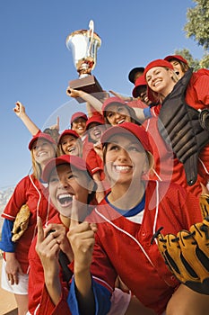 Winning Female Baseball Team