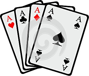 Winning hand Four aces playing cards