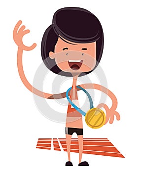 Winning the olimpic gold illustration cartoon character