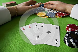 Winning with poker of aces