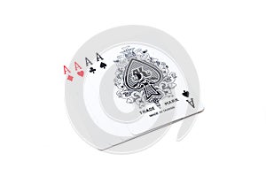 A winning poker hand of four aces